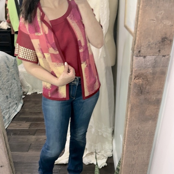 St John women’s knit cardigan and red top set size medium - Picture 1 of 7